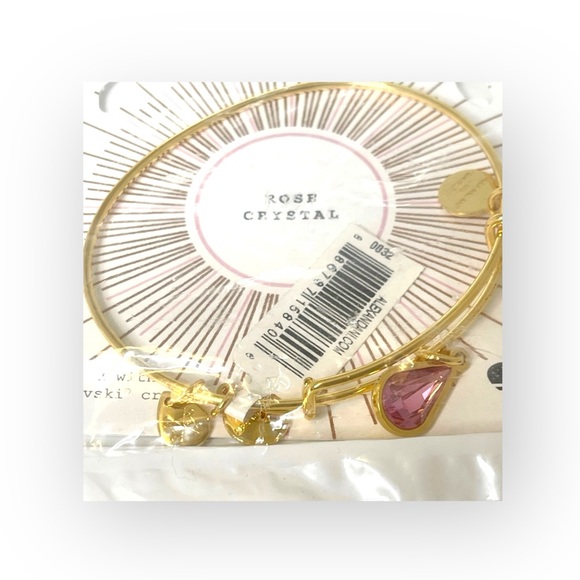 new Alex and Ani ꥟ Swarovski Crystal Birthstone Expandable Bangle ꥟ Gold + Pink - Picture 6 of 16